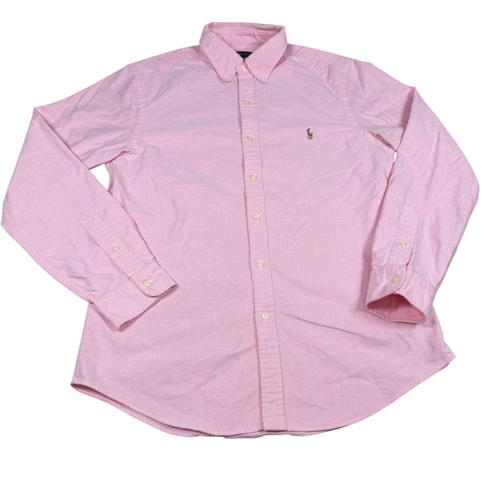 Polo Ralph Lauren Mens Slim Fit Oxford Button Down Shirt Pink Large Long Sleeve